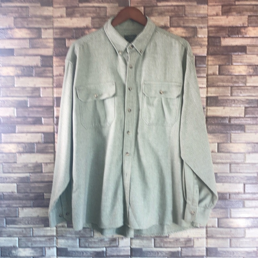 Pre Owned Men's XL Filson Blakely Buttondown Shirt Style 12056 Tan & Green
